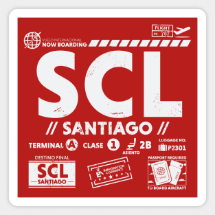 Vintage Santiago de Chile SCL Airport Code Travel Day Retro Travel Tag B Magnet